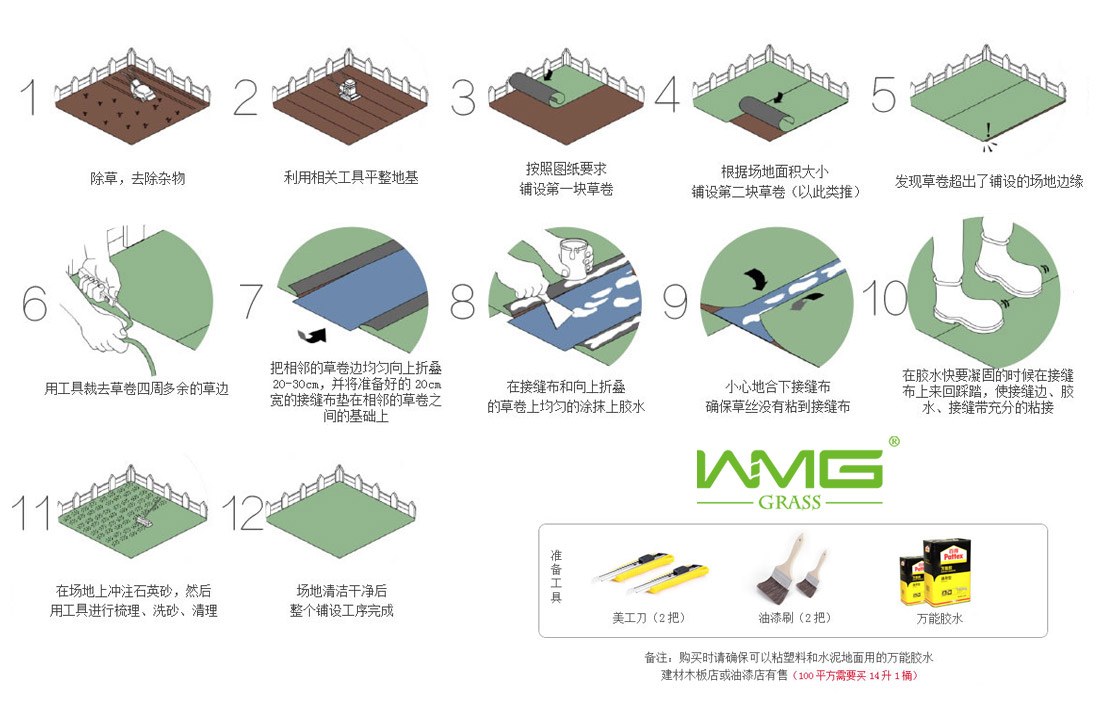 人造草坪铺装流程